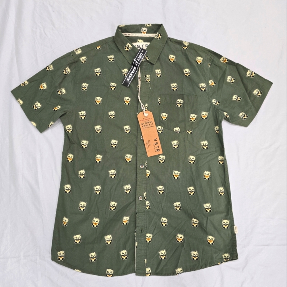 Tillys VSTR Panda Print Short Sleeve Button Up [52]